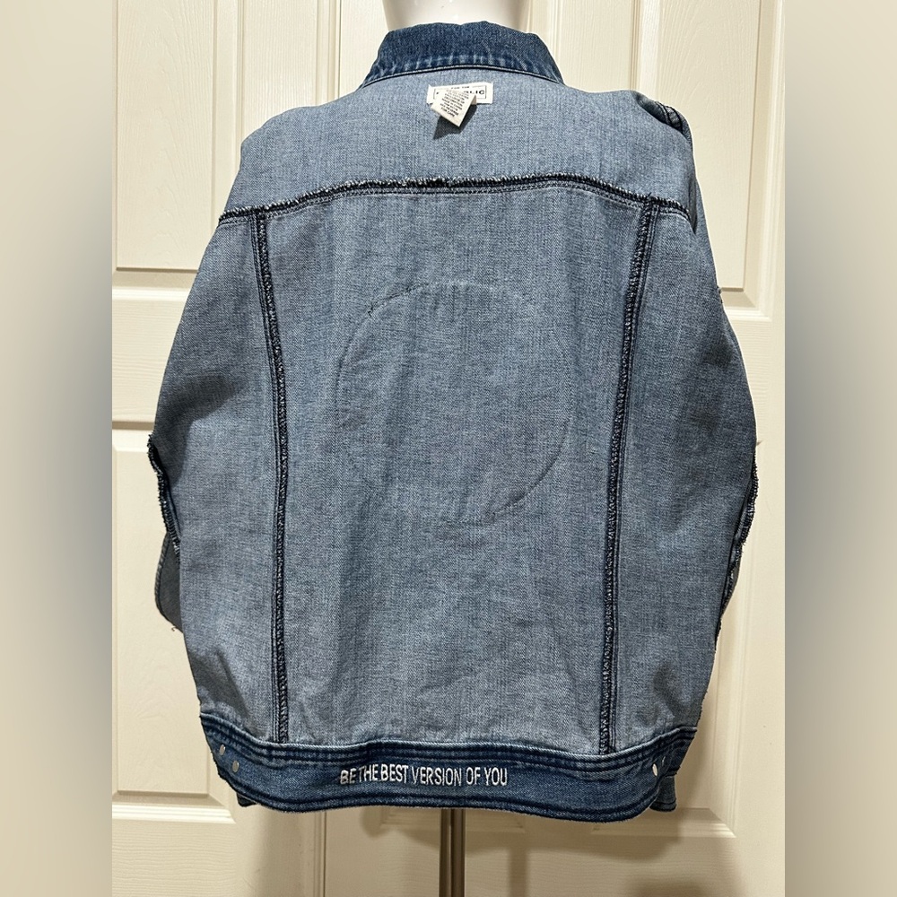 DENIM STATEMENT For The Republic Dark Blue Jacket with Text Detail Peace medium - Picture 12 of 15